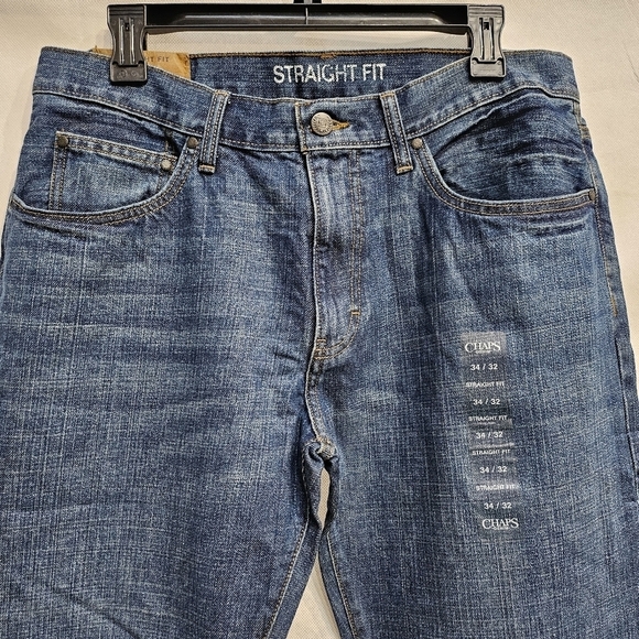 Chaps Straight Fit 100% Cotton Blue Denim Jeans Size 34x32 - Picture 2 of 7